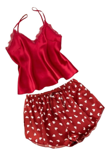 Conjunto Pijama Con Estampado De Corazón.