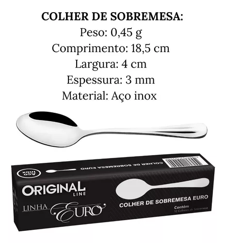 6 Garfos Sobremesa Inox - Talheres Linha Euro Original Line