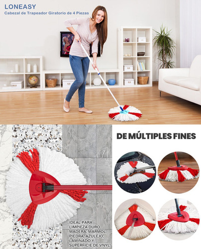 4 X Repuesto De Trapeador Vileda Easy Wring 100% Microfibra