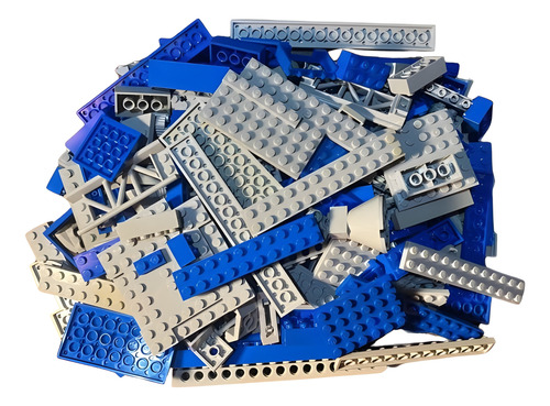 Lego Lote De 300 Fichas De Colores Grises Y Azules Una Libra