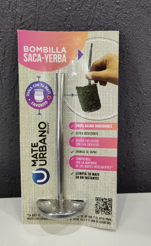 Bombilla Mate Limpia Fácil Acero Inoxidable Saca Yerba Acero