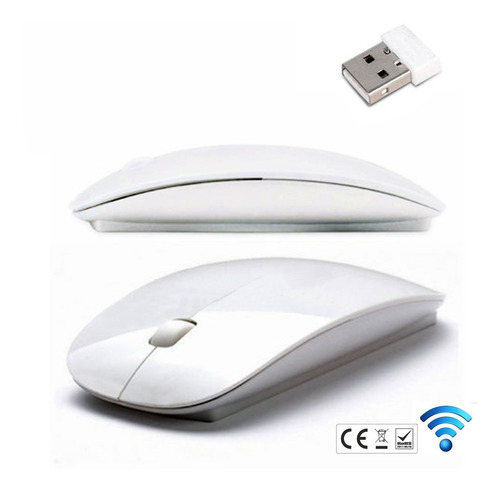 Mouse Inalambrico Plano - Ergonomico - Blanco Y Negro 