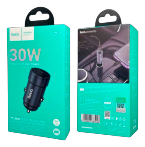 Cargador De Auto Usb Tipo C Hoco Z57 30w Negro