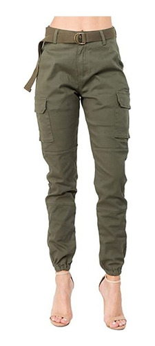 Pantalones Jogger Cargo Solid Co De Cintura Alta Ajustados P