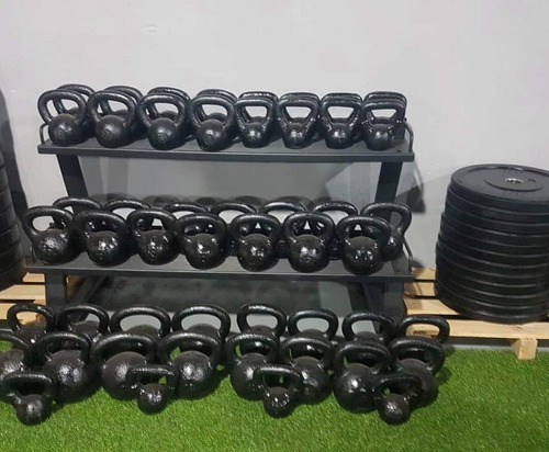 Pesa Rusa Fundicion 6 Kg Kettlebel Hierro Mancuerna Gym Color Negro