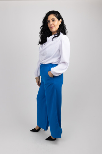 Pantalón De Tela Bolsillos Azul