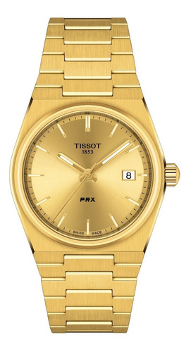 Reloj Tissot Prx 35mm | Pvd Dorado | Carátula Champagne Color De La Correa Pcd Amarillo Color Del Bisel Pvd Amarillo