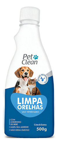 Limpa Orelhas Para Cães E Gatos 500g Petclean