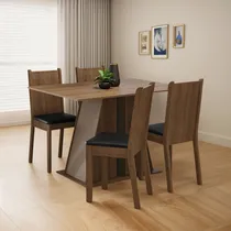 Comprar Juego De Comedor Con Mesa De Madera +4 Sillas Estilo Rustico