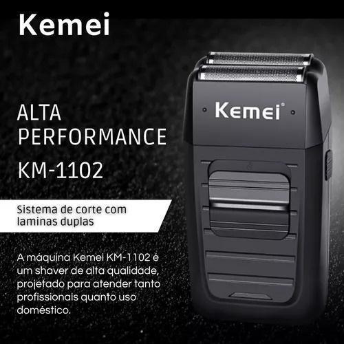 Barbeador Shaver Elétrico Sem Fio Kemei 2 Lâminas Km-1102: