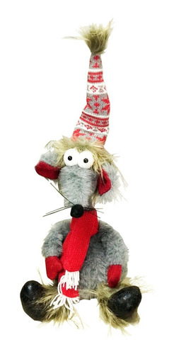 Muñeco Raton Sentado Con Sombrero Navideño Adorno Navidad