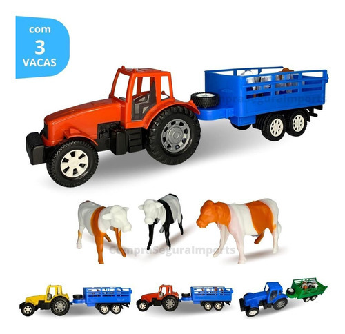 Caminhão De Boi Vaca Trator De Brinquedo Fazenda Boiadeiro