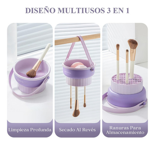 Limpiador De Brochas De Maquillaje 3 En 1, Limpia, Seca Y