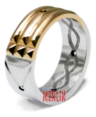 Anillo Atlante Bimetal - Oro 10 Kilates Y Plata .925