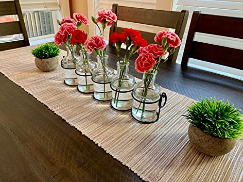 Jarrón De Flores De Vidrio 5pc Con Soporte De Metal, Los Mej