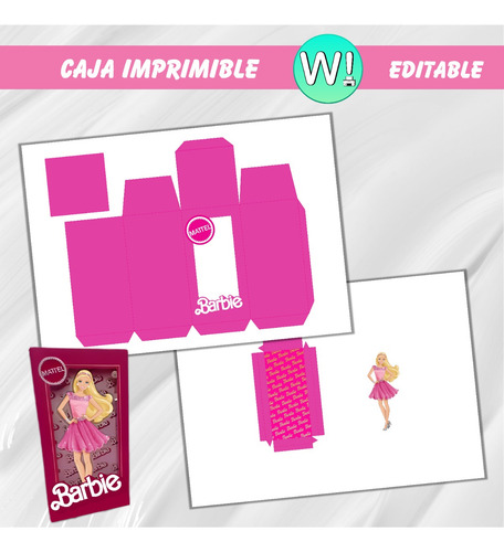 Kit Imprimible Molde Caja Shaker Barbie Editable