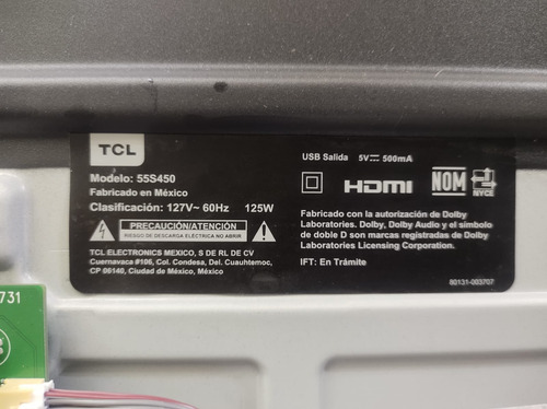 Tarjeta Fuente Tcl 55s450 / Pw.a100w2.771 (Usado)
