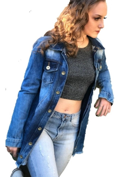 jaqueta alongada jeans