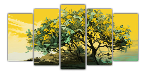 200x100cm Cuadro De Árbol De Mangle En Colores Amarillo Y V