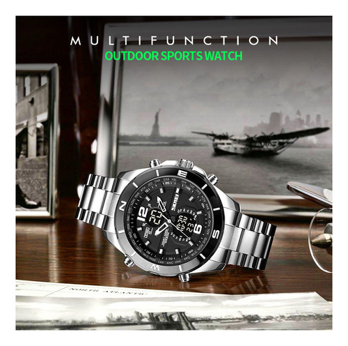 Reloj Electrónico De Acero Inoxidable Iluminado Skmei 1670