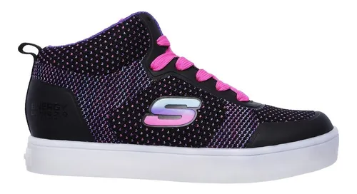 No complicado Araña de tela en embudo tobillo Zapatillas Skechers Niña S Lights Energy Knit Glitz Black