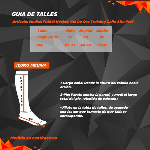 Imagen 5 de 7 de Medias Futbol Hockey Gol De Oro Training Caña Alta Prof