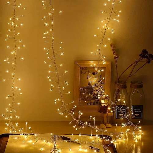 Luces Alambre Racimo 10 Mts 400 Led Microled 8 Tiempos 220v Luces Cálida