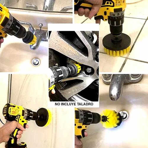Imagen 5 de 7 de Kit Cepillo Escobilla De Taladro 10 Pzs Nailon Limpieza Baño