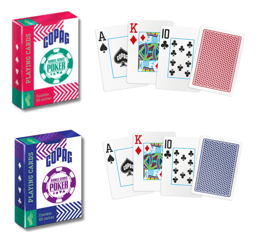 Kit Baralho De Poker: Wsop Azul + Wsop Vermelho