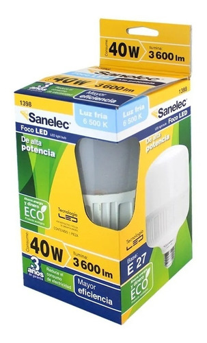 Foco De Alta Potencia 40w Luz Fría Led 6500k 3600 Lm Blanco Frío