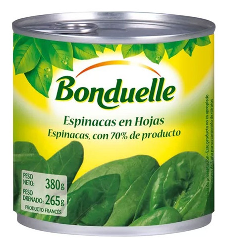 Espinaca En Hojas Bonduelle X380 Gr Origen Francia