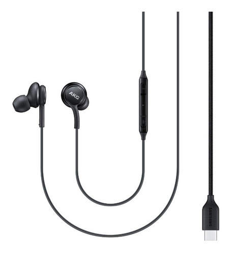 Fone Samsung Preto Akg Usb Tipo-c Com Fio E Controles