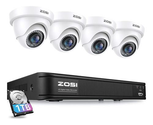 Sistema De Vigilancia Zosi H.265+ De 1tb Con 4 Cámaras 1080p