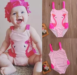 Traje De Baño Para Bebes Y Niñas Estampado De Cisne