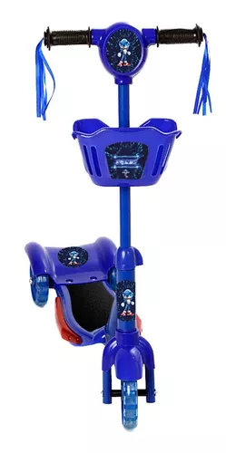 Patinete Infantil SONIC Ajustável 3 Rodas Com Cesta Música Luzes + Surpresa  Pronta Entrega no Brasil