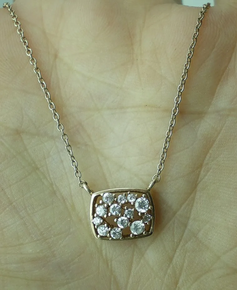 Cadena Y Dije De Plata 925 -oro Y Zafiros Blancos