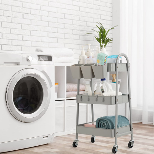 Carrito Rodante De 3 Niveles Con Ruedas Bloqueables Gris