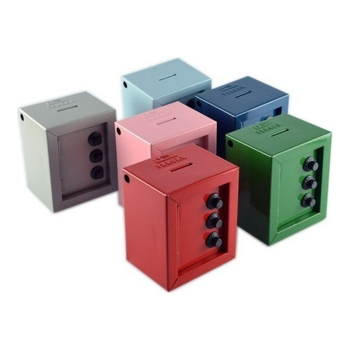 Cofrinho Mini Cofre De Aço Com Segredos Com Várias Cores