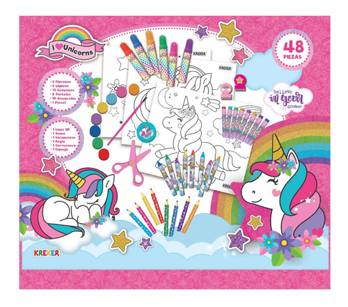 Super Set De Actividades I Love Unicornios Kreker X 48 P