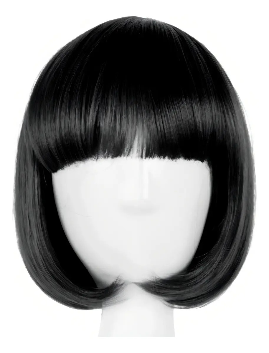 Peruca Curta Cosplay Chanel Festas Baladas Fantasias Cor Preto