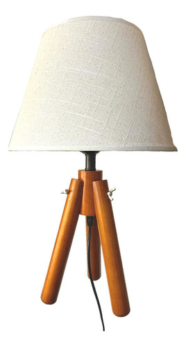 Pack 2 Lamparas Velador De Madera Tripode Soquete E27 Nogal