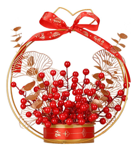 Ramo De Flores Artificiales Con Forma De Cubo Y Ramas Rojos