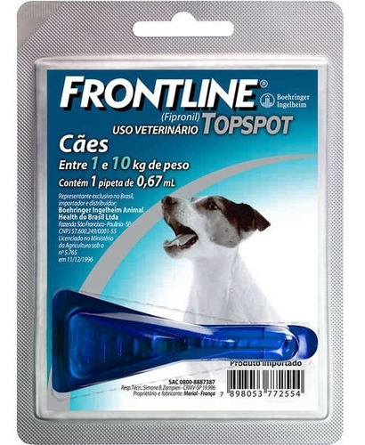 Antipulgas E Carrapatos Frontline Topspot  Cães De 1 A 10 Kg