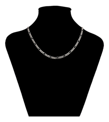 Cadena Figaro Oro 14k Laminado Blanco 50cm X 4mm Regalo Moda