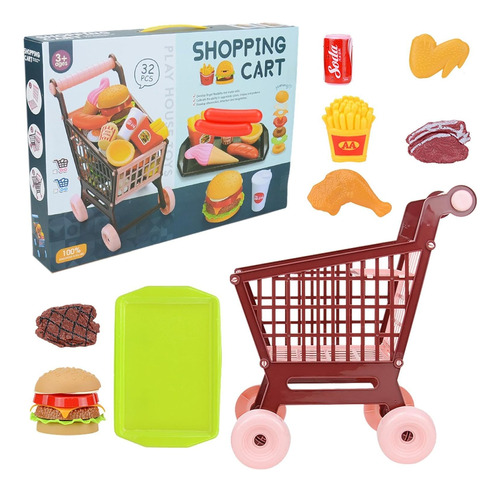 Mini Carrito De Compras Para Niños, Juego De Hamburguesas