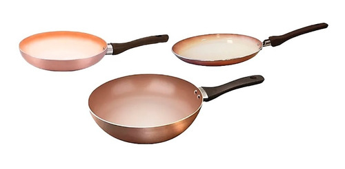 Set X3 Antiadherente Cerámico  Sarten Wok Panquequera