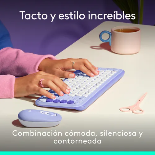 Kit Teclado Y Mouse Logitech Pop Icon, Español, Lila