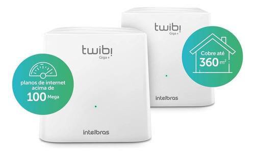  Intelbras Twibi  Kit Com 2 Roteadores Mesh AC 1200 Twibi Giga+ 360m² Cor Branco