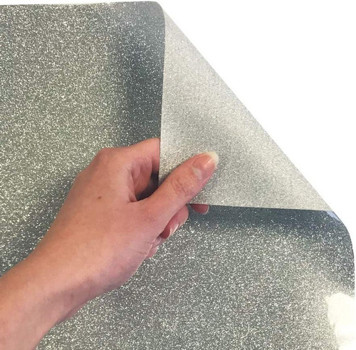 Imagen 2 de 10 de Vinilo Textil Termotransferible Plateado Glitter Siser