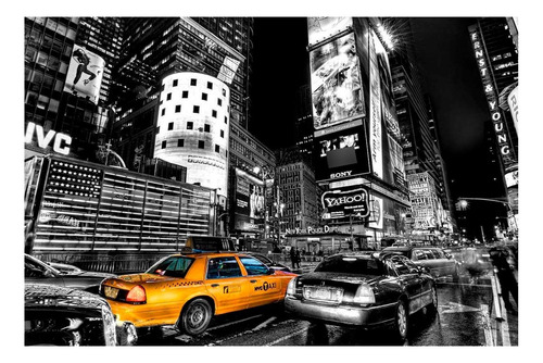 Vinilo 60x90cm Taxis En Times Square Autos P3